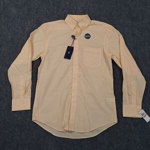 New Izod Premium Essentials Shirt Size Small‎ Natural Stretch LS Golden Cream